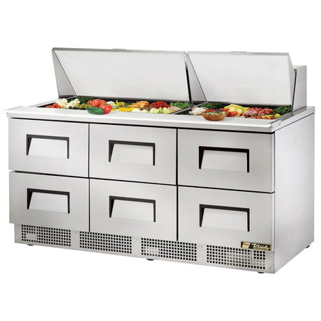True TFP-72-30M-D-6 72" Sandwich/Salad Prep Table With Refrigerated Base, 6 Drawers, 115v - Kitchen Pro Restaurant Equipment