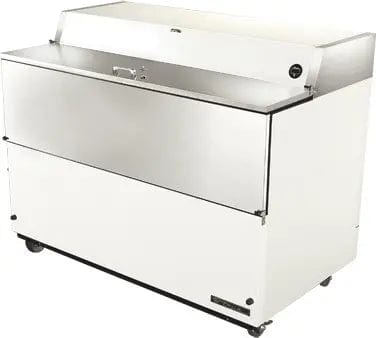 True TMC-58-SS-HC 58" White and Stainless Steel Mobile Milk Cooler - Kitchen Pro Restaurant Equipment