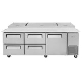 Turbo Air TPR-93SD-D4-N 94" 4-Drawer 1-Door Pizza Prep Table Unit - Kitchen Pro Restaurant Equipment