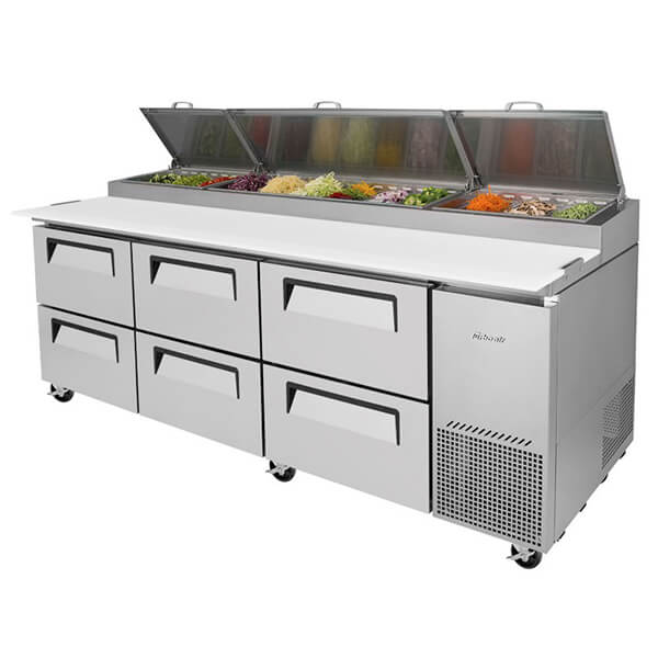 Turbo Air TPR-93SD-D6-N 94" 6-Drawer Pizza Prep Table Unit - Kitchen Pro Restaurant Equipment